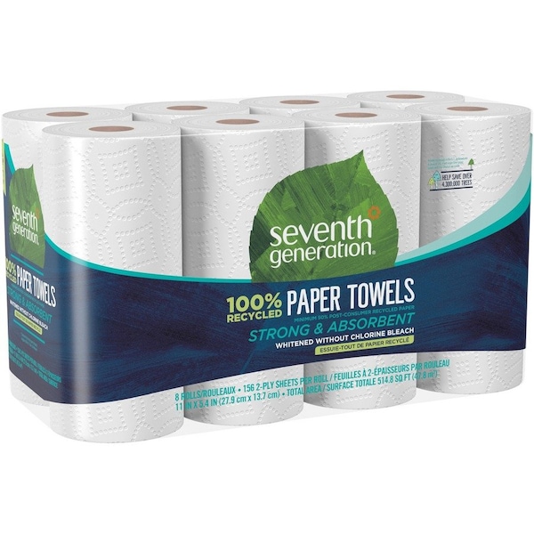 Paper Towels, 156 Sheets, White, 4 PK